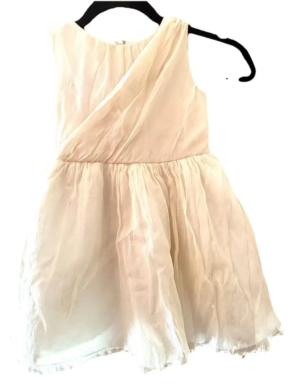 Crew Cuts Girl Formal Dress Sz 4 Silk Tulle Ivory Flower Girl Wedding Christen